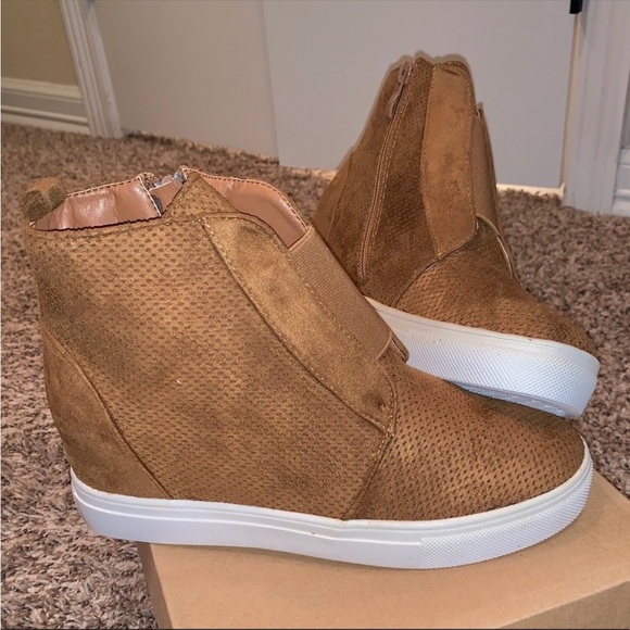 Taupe Wedge Sneakers - Picture 1 of 4